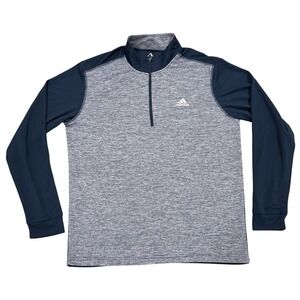 Adidas Golf Quarter Zip Pullover Gray Navy Mens Medium (Preloved)
